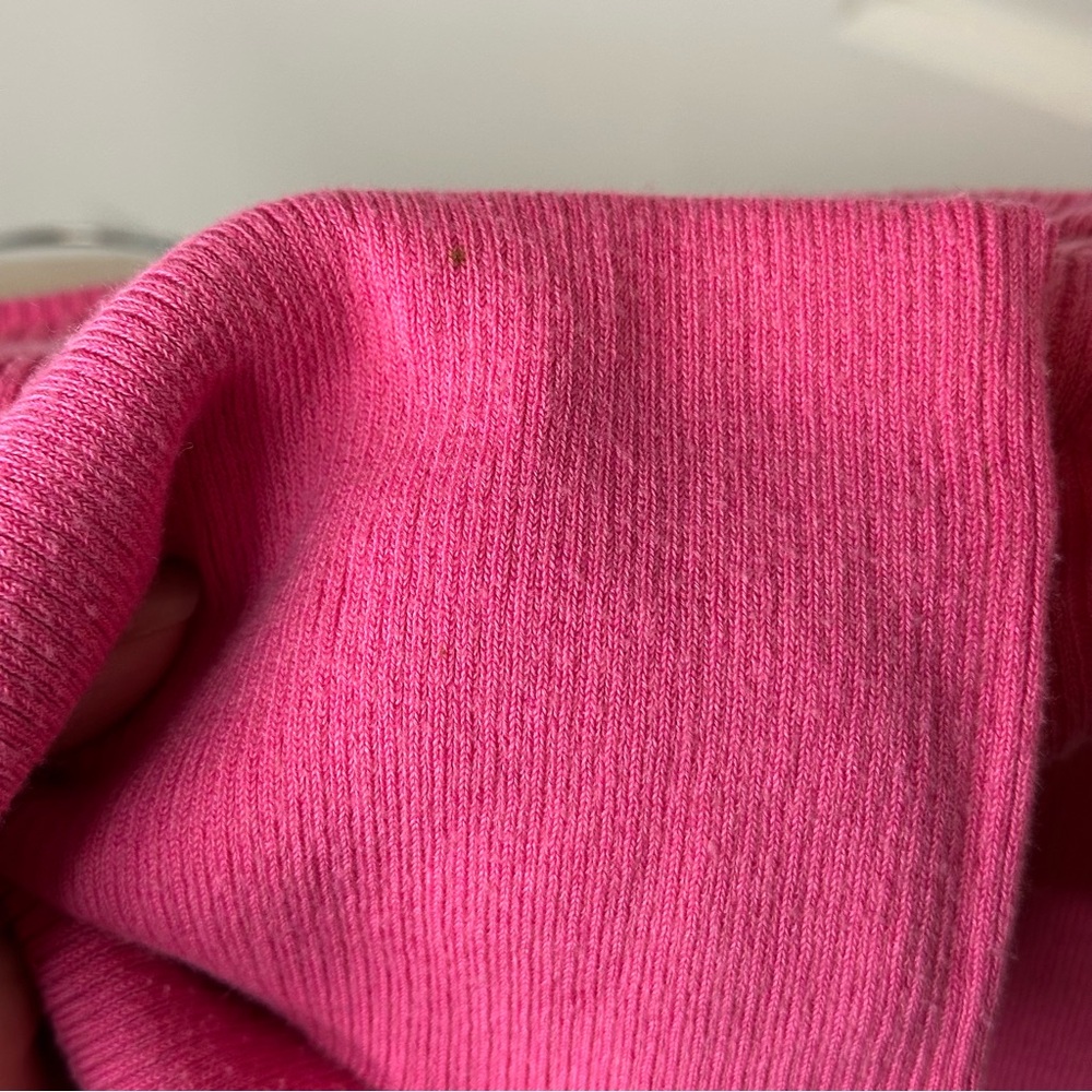 Y2K Celine Hot Pink Ribbed Cutout 3/4 Sleeve Top Sz M *Flawed*  Barbiecore Glam - Picture 7 of 10